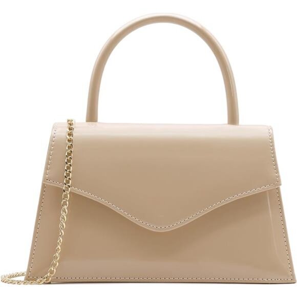 Handbags - Women's Handbags with Patent Leather Khaki